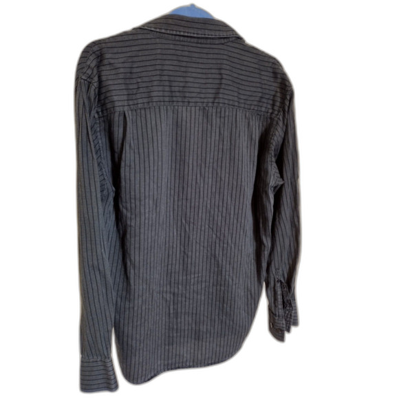 Perry Ellis Black Gray Long Sleeve Collared Shirt Sz Medium - Picture 2 of 3
